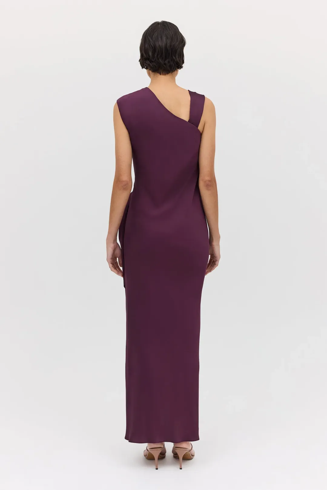 Bianca Spender Aubergine Satin Deviation Gown Size 10 for rent on The Volte - main image