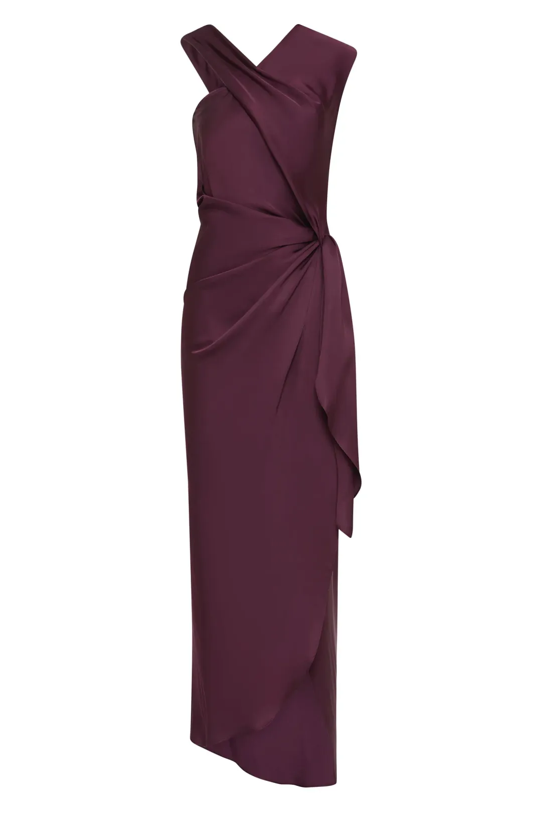 Bianca Spender Aubergine Satin Deviation Gown Size 10 for rent on The Volte - main image
