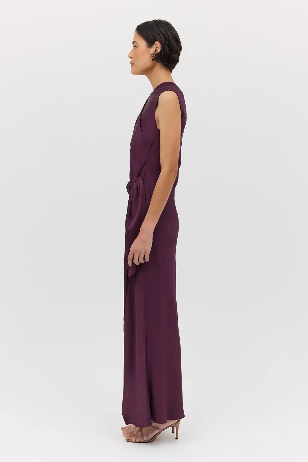 Bianca Spender Aubergine Satin Deviation Gown Size 10 for rent on The Volte - main image