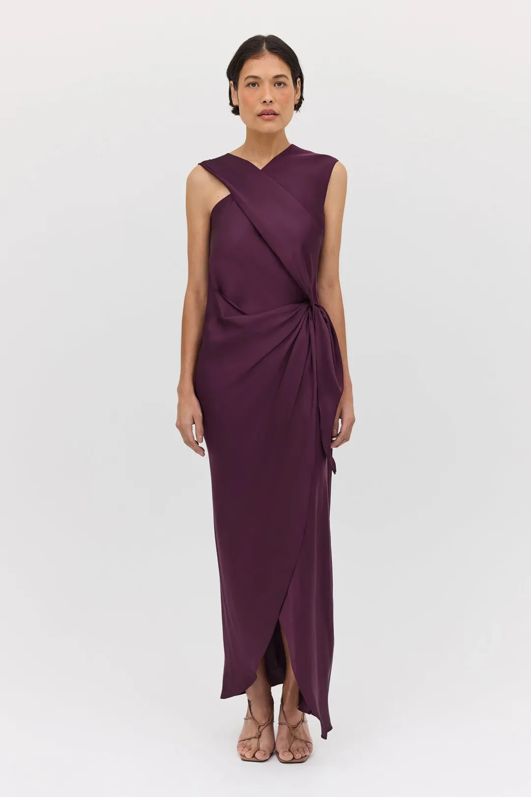 Bianca Spender Aubergine Satin Deviation Gown Size 10 for rent on The Volte - main image