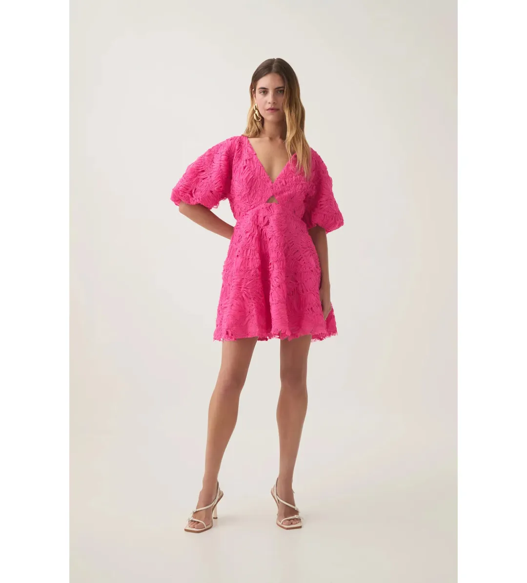 Aje Florential Mini Swing Dress Azalea Pink Size 8 for rent on The Volte - main image