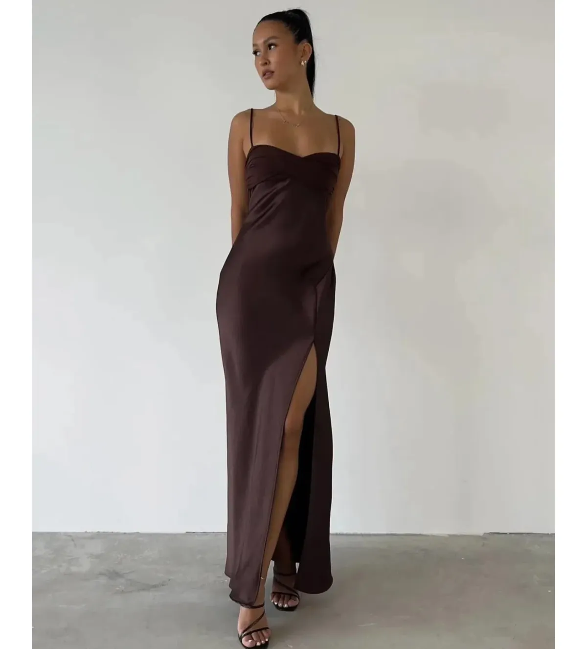 Bec & Bridge Julieta Maxi Dress In Chocolate Brown Size 10 for rent on The Volte - main image