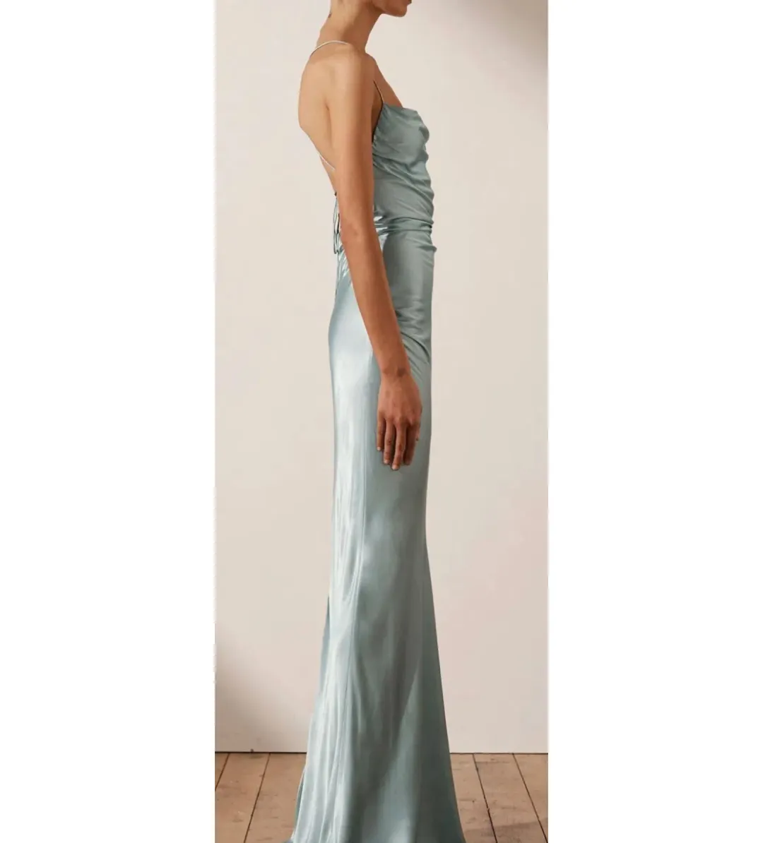 Shona Joy La Lune Lace Back Maxi Dress Powder Blue Size 8 for rent on The Volte - main image