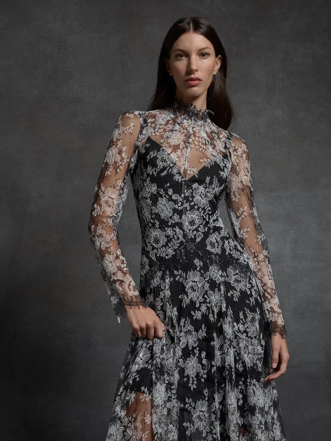 Moss & Spy Melody Midi Dress in Black/Ivory Size AU 14 for rent on The Volte - main image