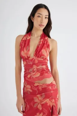 BENNI Penelope Halter Maxi Dress Hibiscus Floral Size 6 for rent on The Volte - image 2