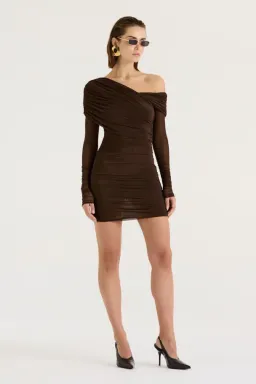 Henne Paris Mini Dress Chocolate Size AU 8 for rent on The Volte - image 5