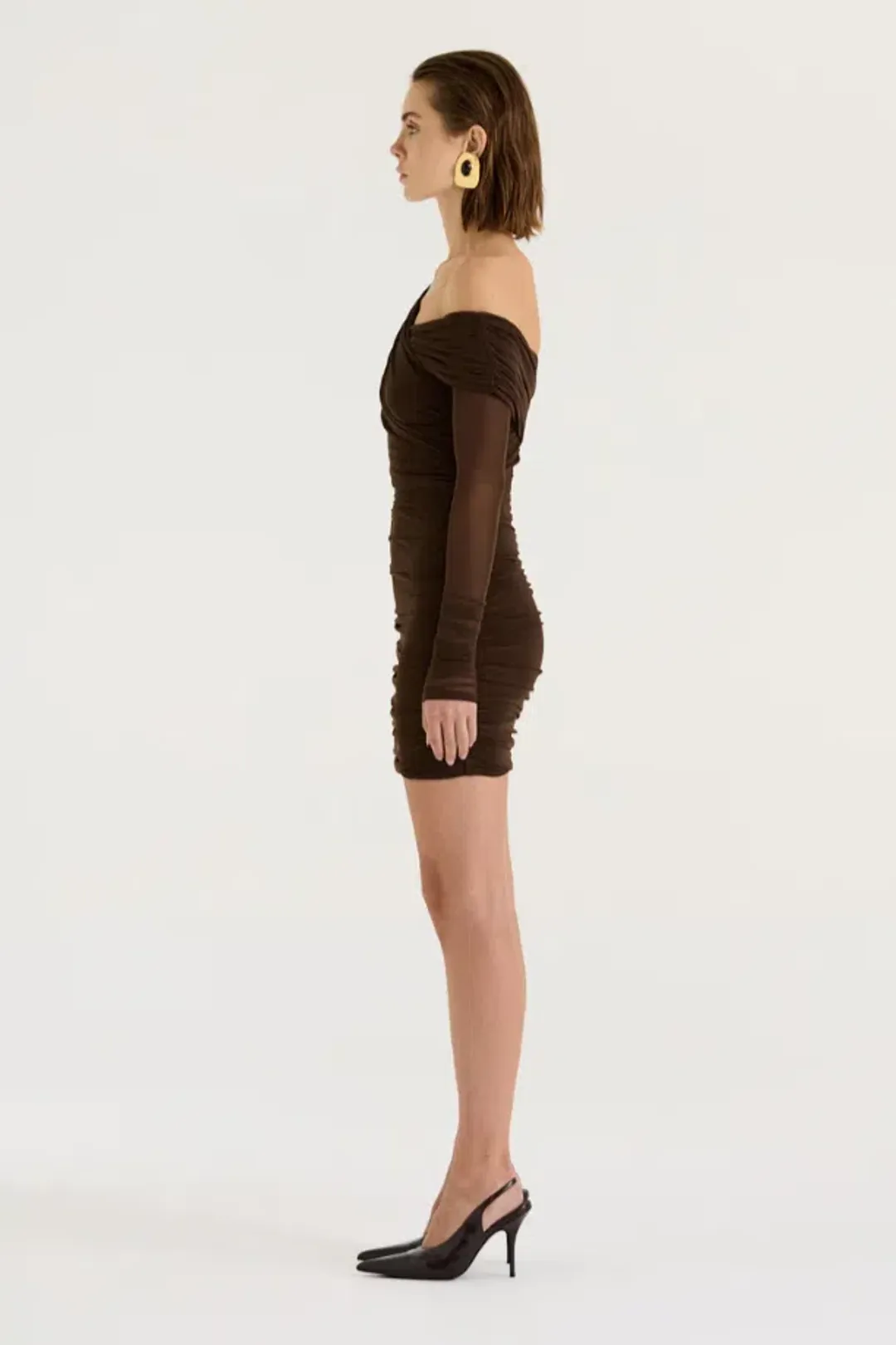 Henne Paris Mini Dress Chocolate Size AU 8 for rent on The Volte - main image