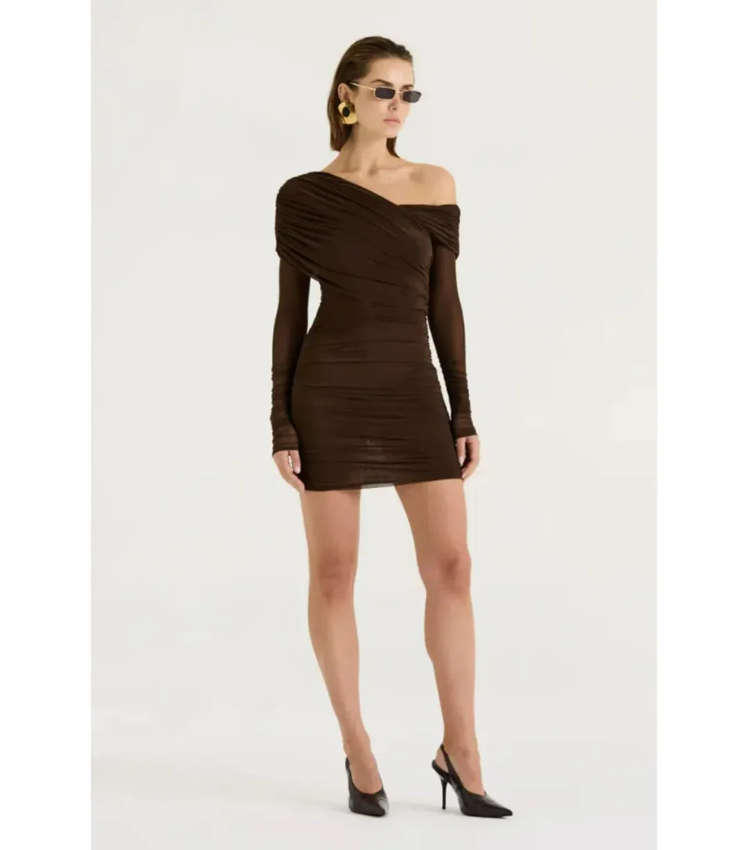Henne Paris Mini Dress Brown Size AU 10 for rent on The Volte - main image