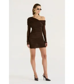 Henne Paris Mini Dress Brown Size AU 10 for rent on The Volte - image 4