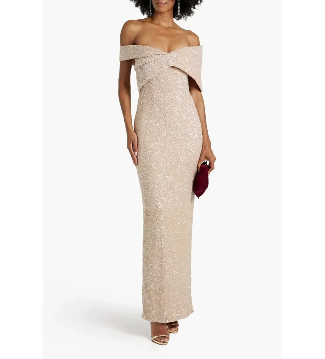 Rachel Gilbert Mirella Off Shoulder Gown in Neutral Size AU 14 for rent on The Volte - main image