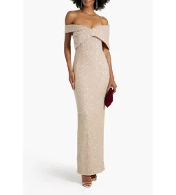 Rachel Gilbert Mirella Off Shoulder Gown in Neutral Size AU 14 for rent on The Volte - image 1