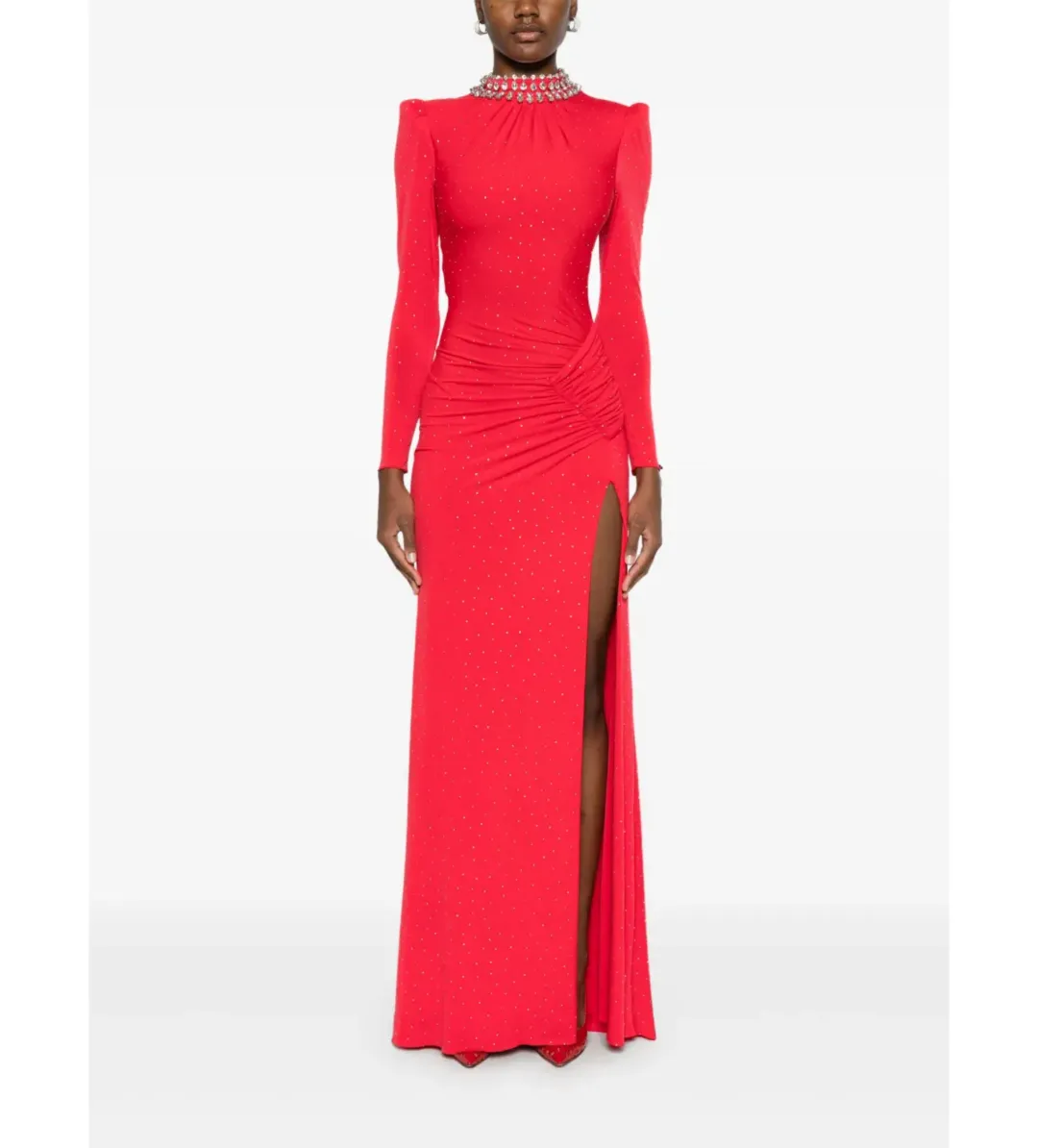 Nissa Crystal Embellished Maxi Dress in Red Size AU 10 for rent on The Volte - main image
