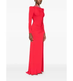Nissa Crystal Embellished Maxi Dress in Red Size AU 10 for rent on The Volte - image 2