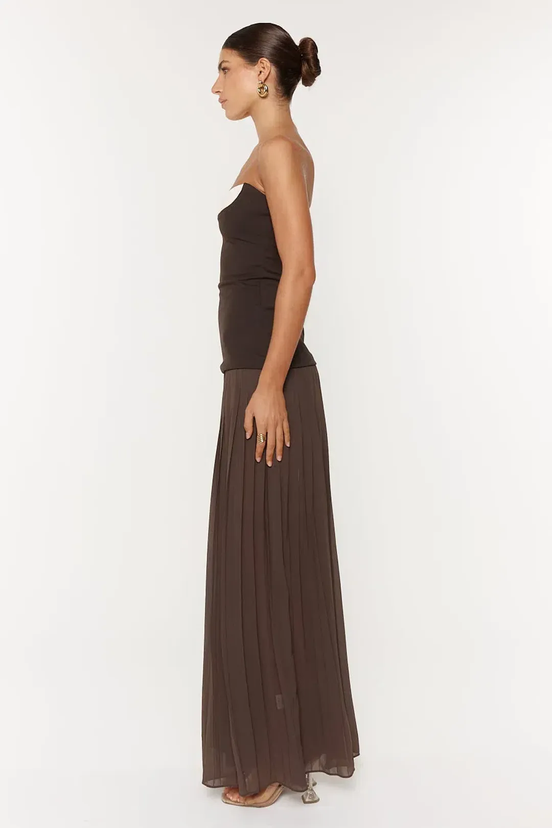 She is Olla Nicolette Maxi Dress Espresso Size 8  for rent on The Volte - main image