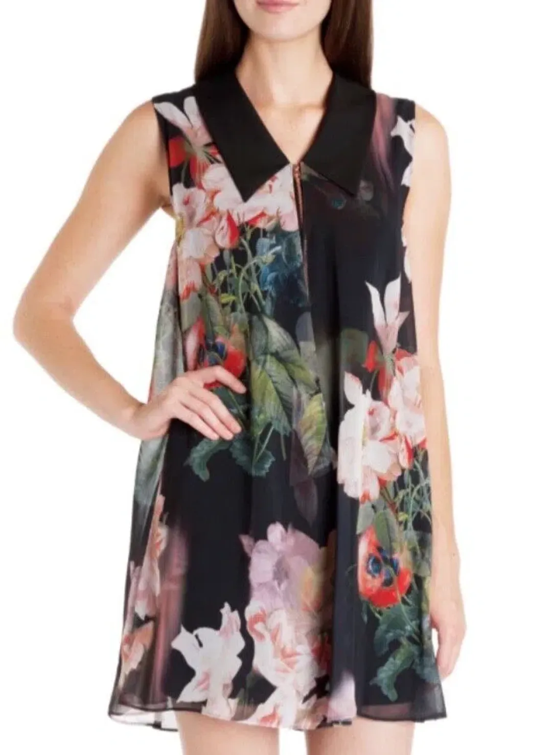 Ted Baker Georgah Opulent Bloom Floral Mini Dress Size 8 for rent on The Volte - main image