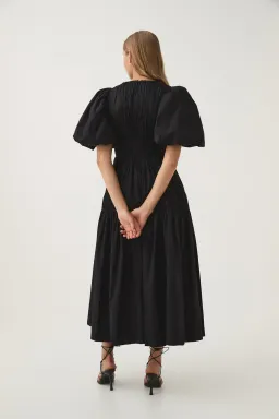 Aje Fallingwater Ruched Midi Dress Black Size 8 for rent on The Volte - image 3
