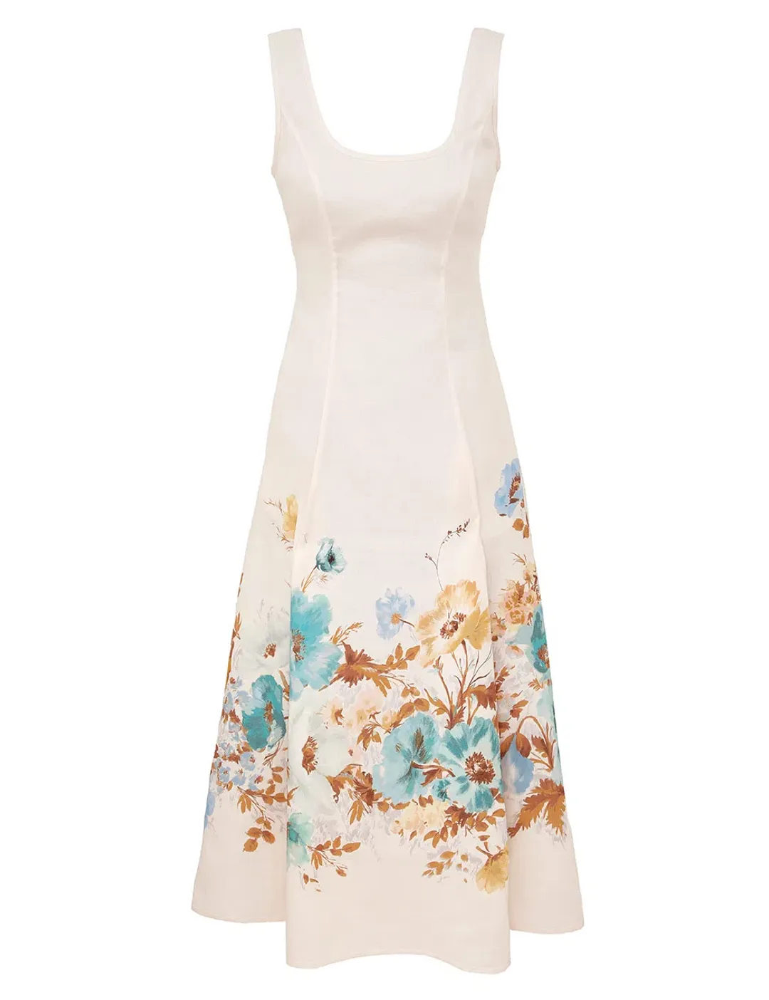 Zimmermann Scarborough Midi Dress in Cream Teal Floral Size  2 Au 12 for rent on The Volte - main image