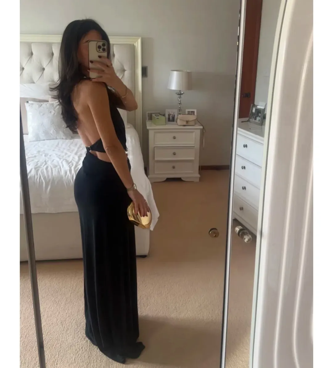 Misha Devon Cupro Maxi Dress Black Size 6 for rent on The Volte - main image