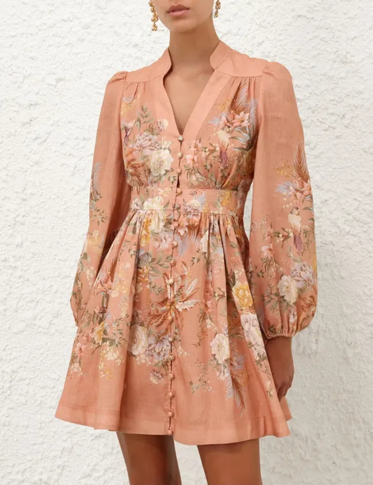 Zimmermann Tallow Plunge Mini Dress Pink Size 3 / AU 10-12 for rent on The Volte - main image