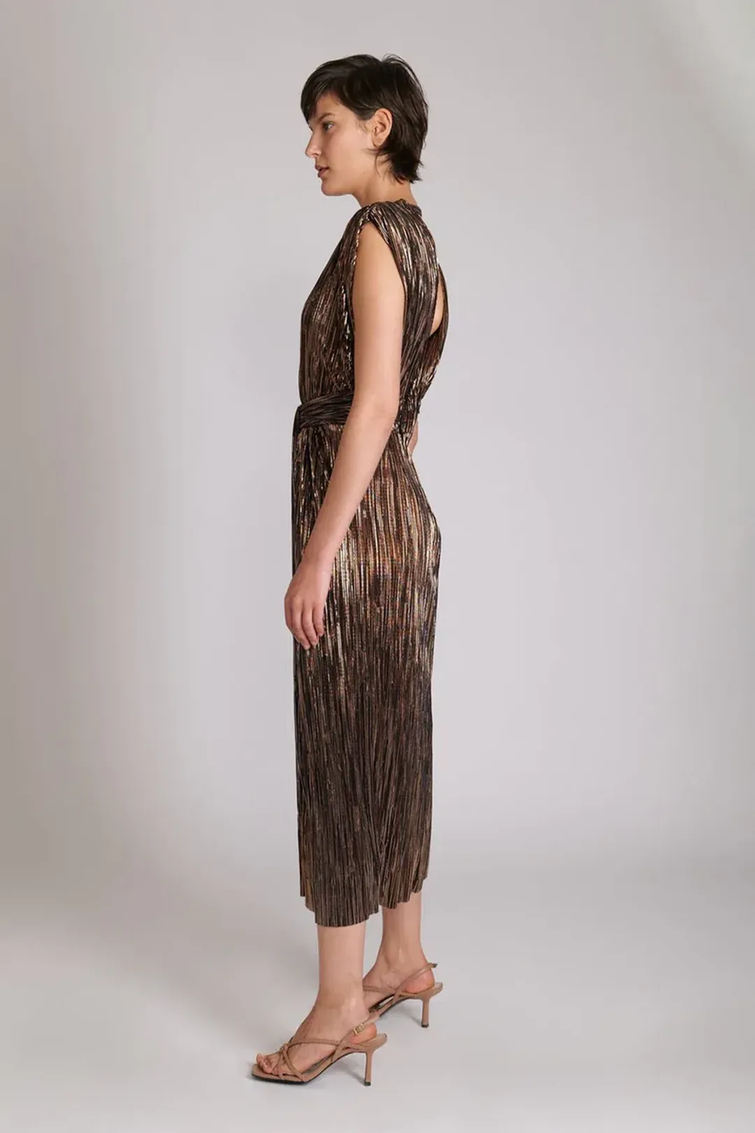 Sabina Musayev Margot Midi Dress in Bronze Black  Size L AU 12 for rent on The Volte - main image