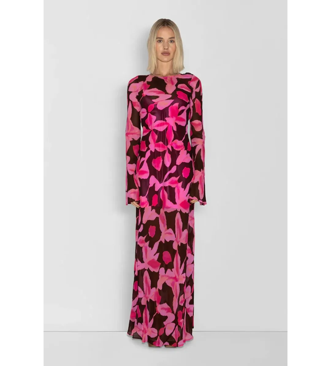 The Wolf Gang Lottie Maxi Dress Chocolate Floral Size S/AU 8 for rent on The Volte - main image