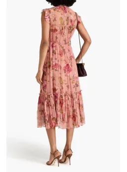 Zimmermann Luminosity Flutter Midi Dress in Dusty Pink Floral Size 1 AU 10 for rent on The Volte - image 2