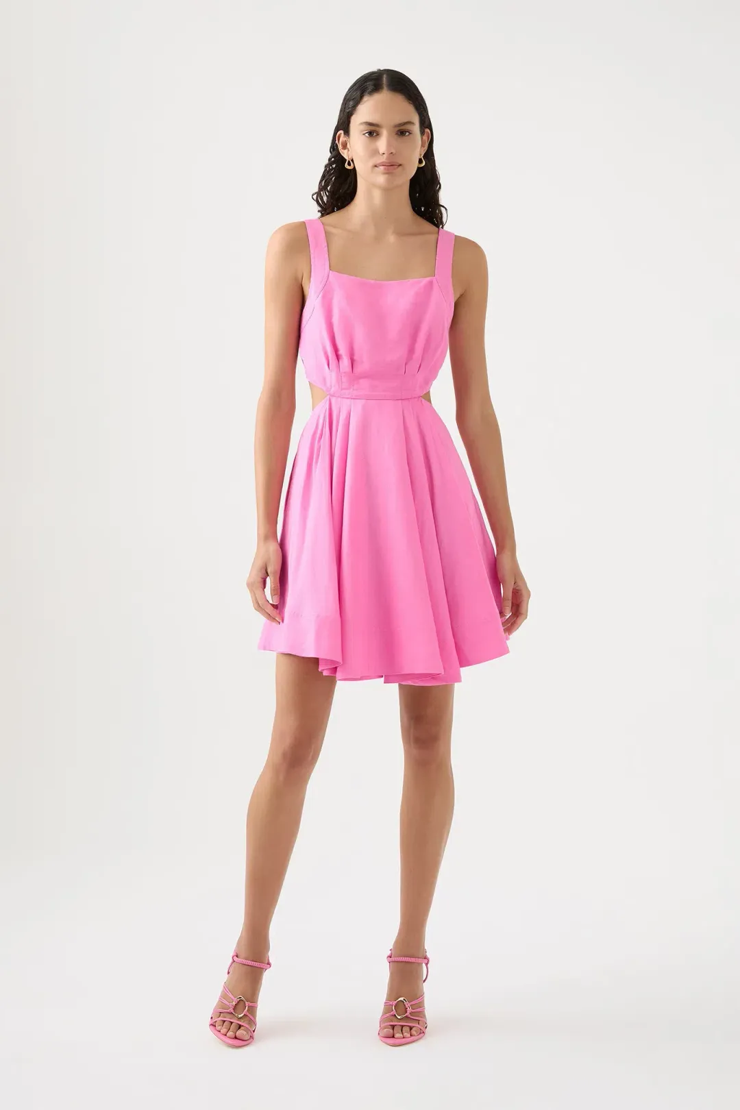 Aje Clara Tie Back Mini Dress Protea Pink Size 10  for rent on The Volte - main image