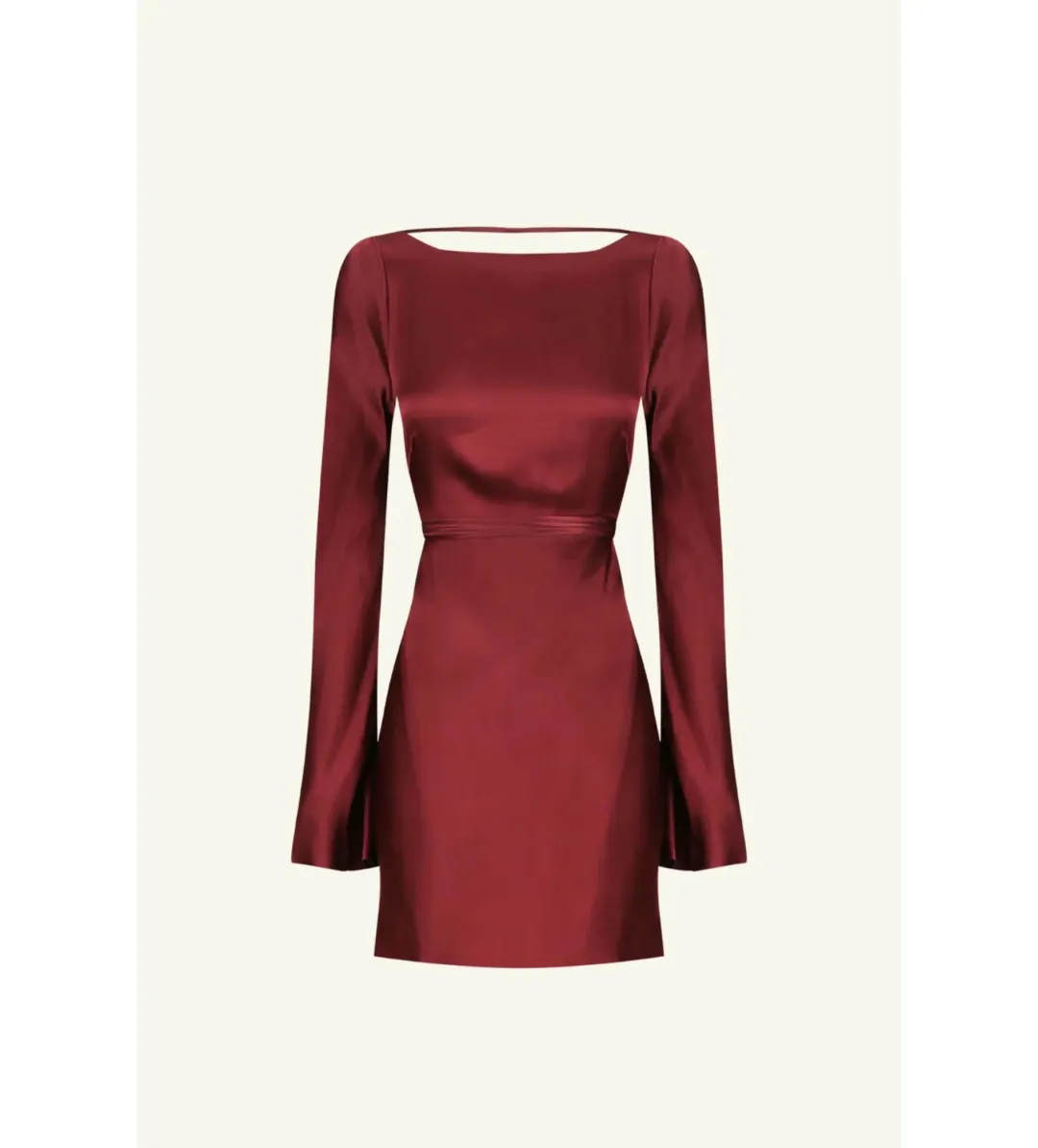 Shona Joy Elia Long Sleeve Open Back Tie Mini Dress Burgundy Size 10 for rent on The Volte - main image