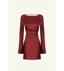 Shona Joy Elia Long Sleeve Open Back Tie Mini Dress Burgundy Size 10 for rent on The Volte - image 4