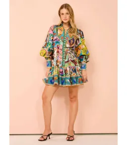 Alemais Evergreen Mini Dress in Multi Print Size AU 8  for rent on The Volte - image 1