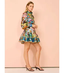 Alemais Evergreen Mini Dress in Multi Print Size AU 8  for rent on The Volte - image 2