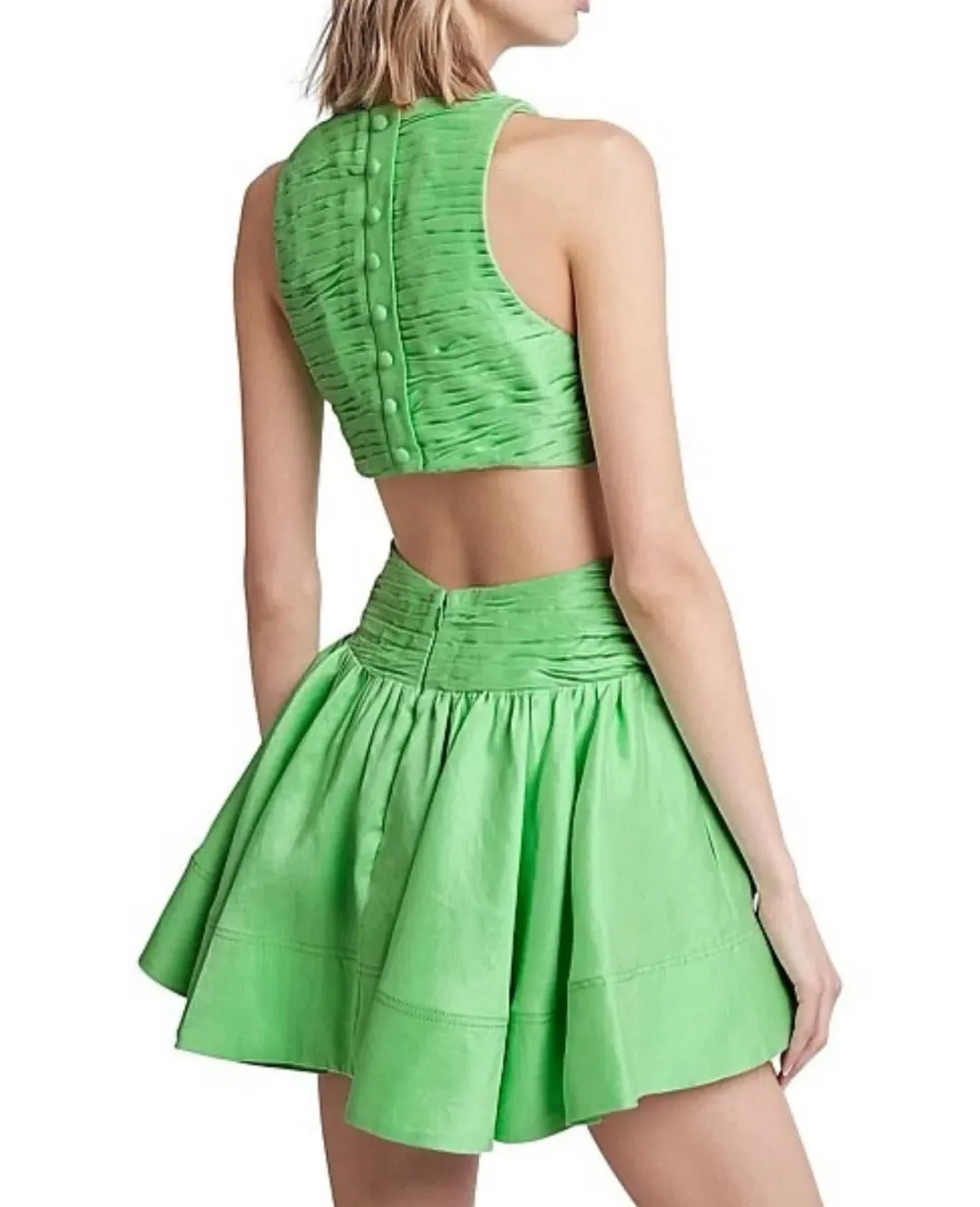 Aje Introspect Cut Out Mini Dress Green Size AU 16 for rent on The Volte - main image