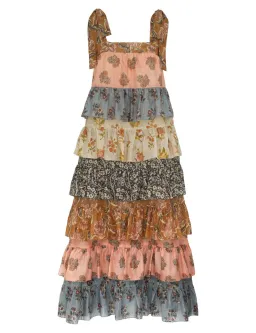 Zimmermann Tallow Tiered Midi Dress Spliced Size 0 AU 8 for rent on The Volte - image 1