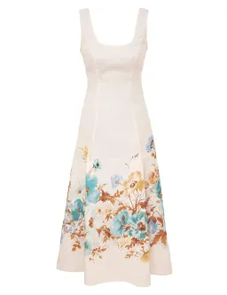 Zimmermann Scarborough Midi Dress in Cream Teal Floral Size 1 - AU 10 for rent on The Volte - image 1