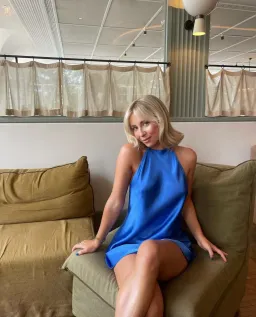 Shona Joy Oliviera Low Back Halter Mini Dress Blue Size 6 for rent on The Volte - image 3