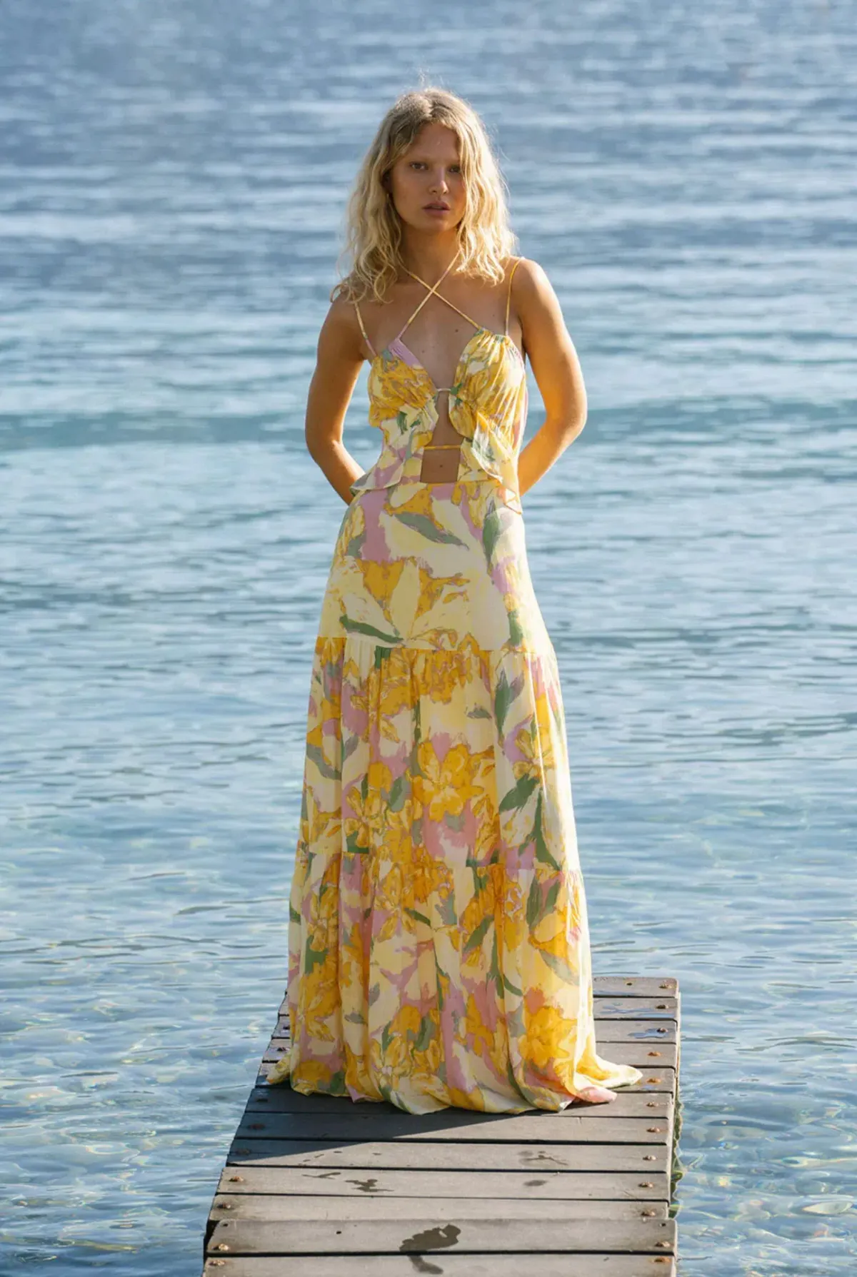 Sabo Skirt Calabria Halter Maxi Dress in Scout Floral Size S AU 8 for rent on The Volte - main image