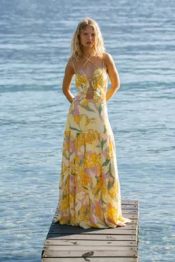 Sabo Skirt Calabria Halter Maxi Dress in Scout Floral Size S AU 8 for rent on The Volte - image 1