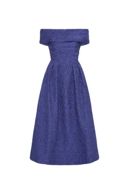 Rebecca Vallance Helene Off Shoulder Midi Dress Blue Size 10 for rent on The Volte - image 4