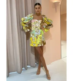 Alemais Matilde Puff Sleeve Mini Dress Multi Floral Size AU 10 for rent on The Volte - image 1