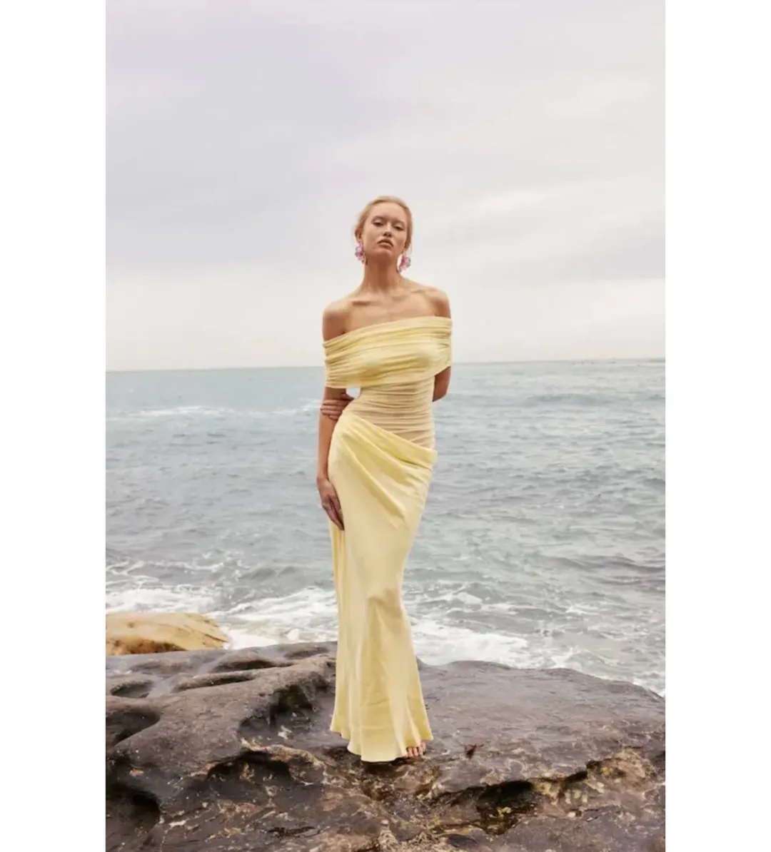 Benni Nico Off Shoulder Maxi Butter Size 10 for rent on The Volte - main image