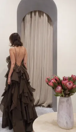 Aje Pandora Layered Dress Maxi Carob Size AU 6 for rent on The Volte - image 2