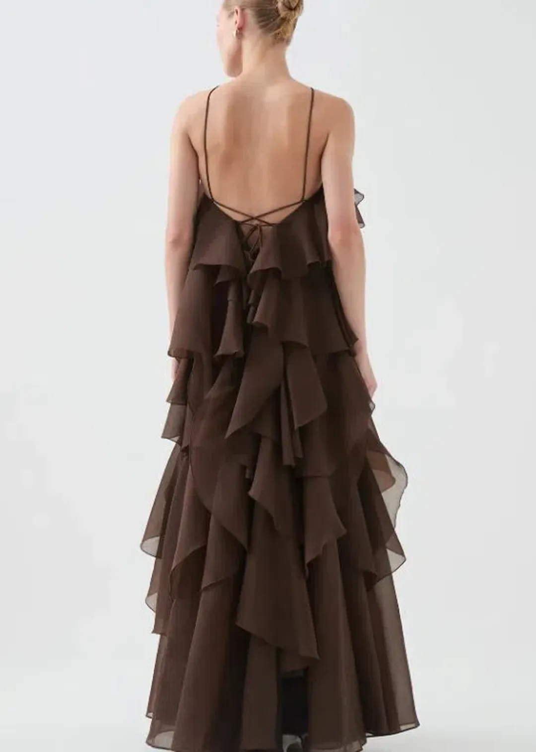 Aje Pandorea Layered Maxi Dress in Carob Size 10 for rent on The Volte - main image