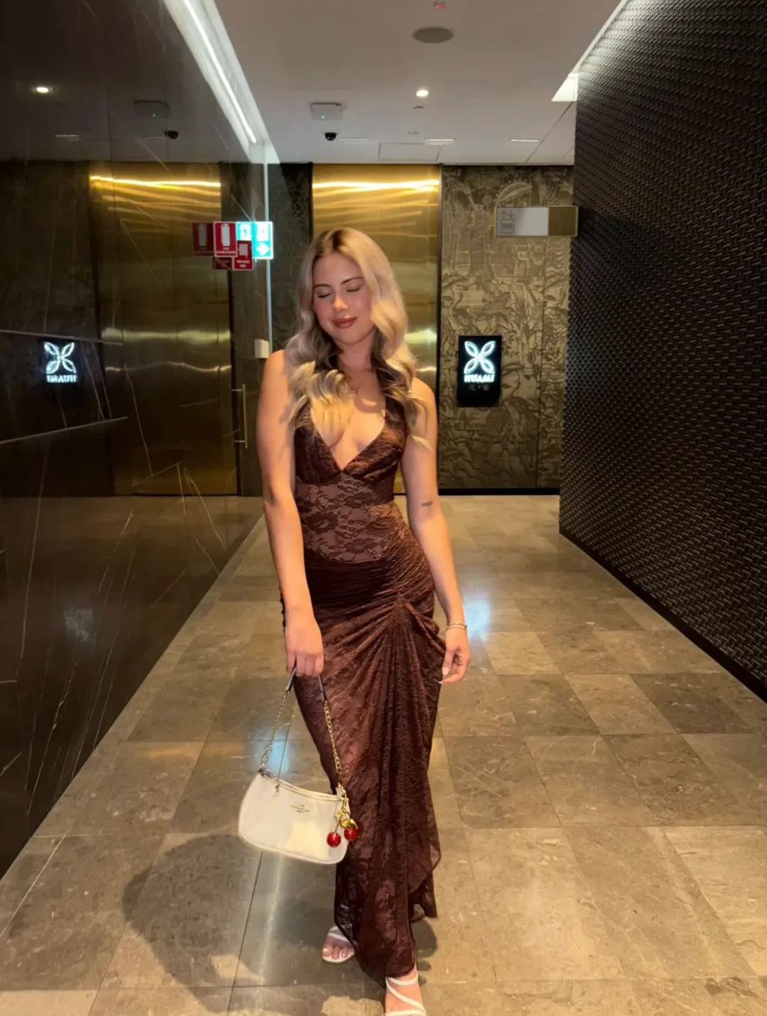 Natalie Rolt Aubrey Maxi Dress Espresso Size AU 6 for rent on The Volte - main image