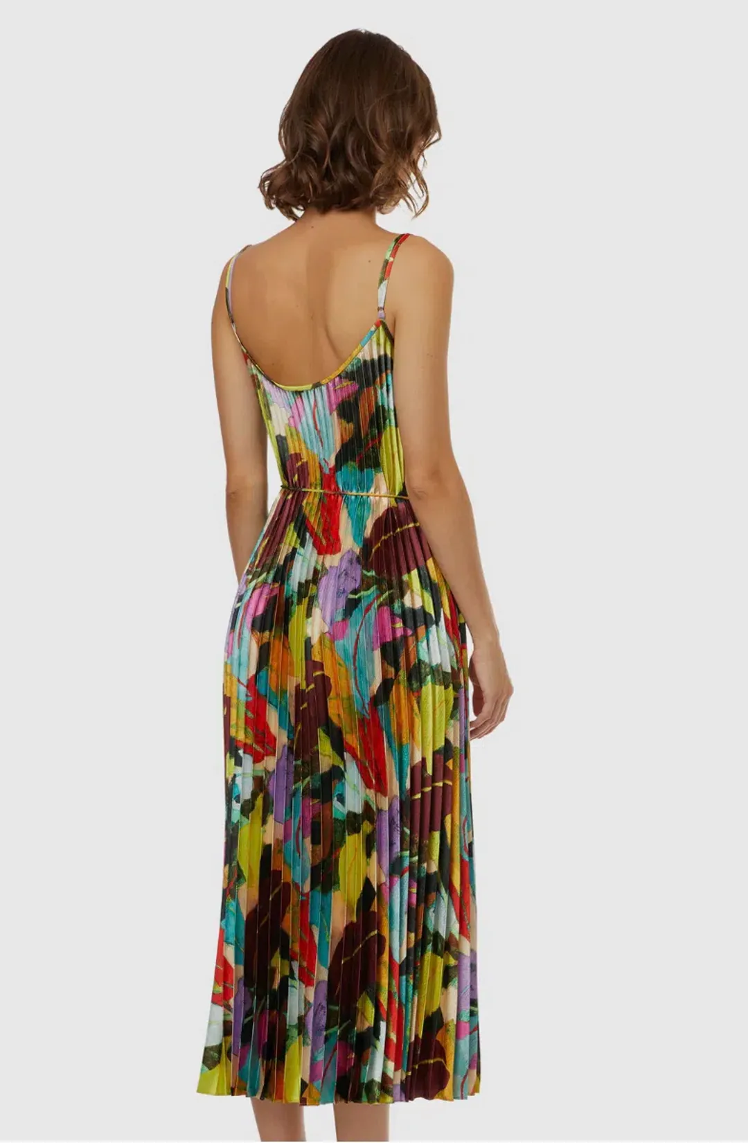 Gorman  Broad Leaf Pleated Midi Dress Multi Size 10 for rent on The Volte - main image