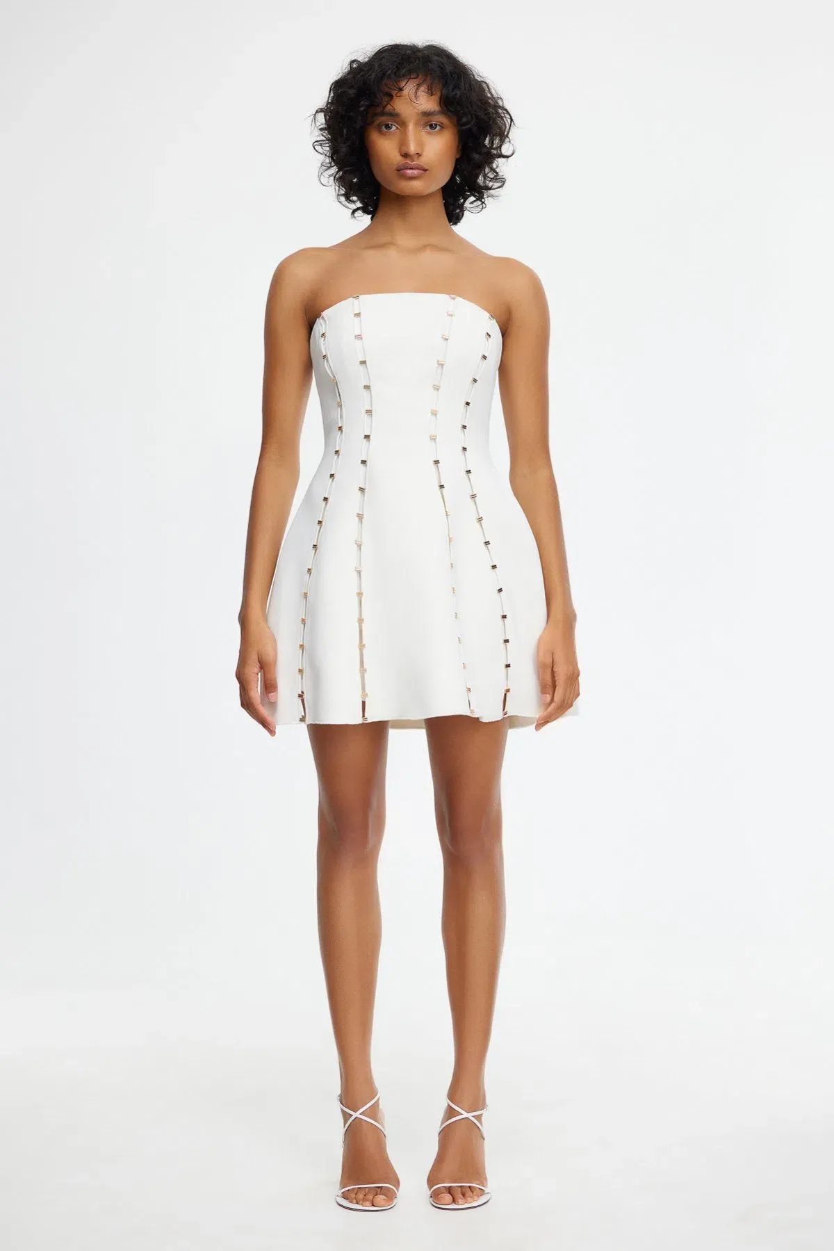 Acler Rossgreen Mini Dress in Ivory Size 8 for rent on The Volte - main image