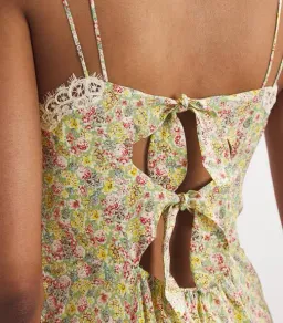 Doen Venus Corded Lace Trimmed Floral Silk Midi Dress Size AU 8 for rent on The Volte - image 6