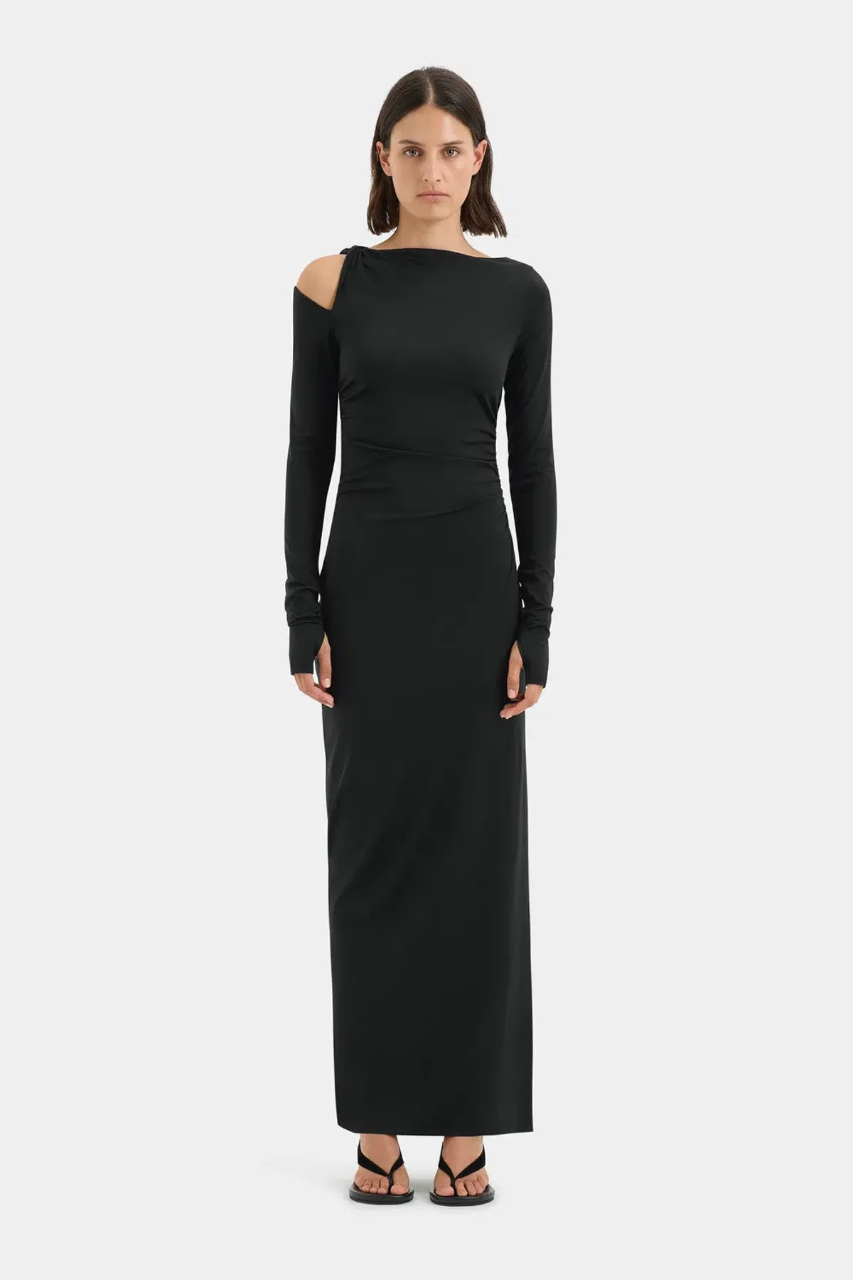 Sir the Label Elm Long Sleeve Midi Dress  in Black Size 8 for rent on The Volte - main image