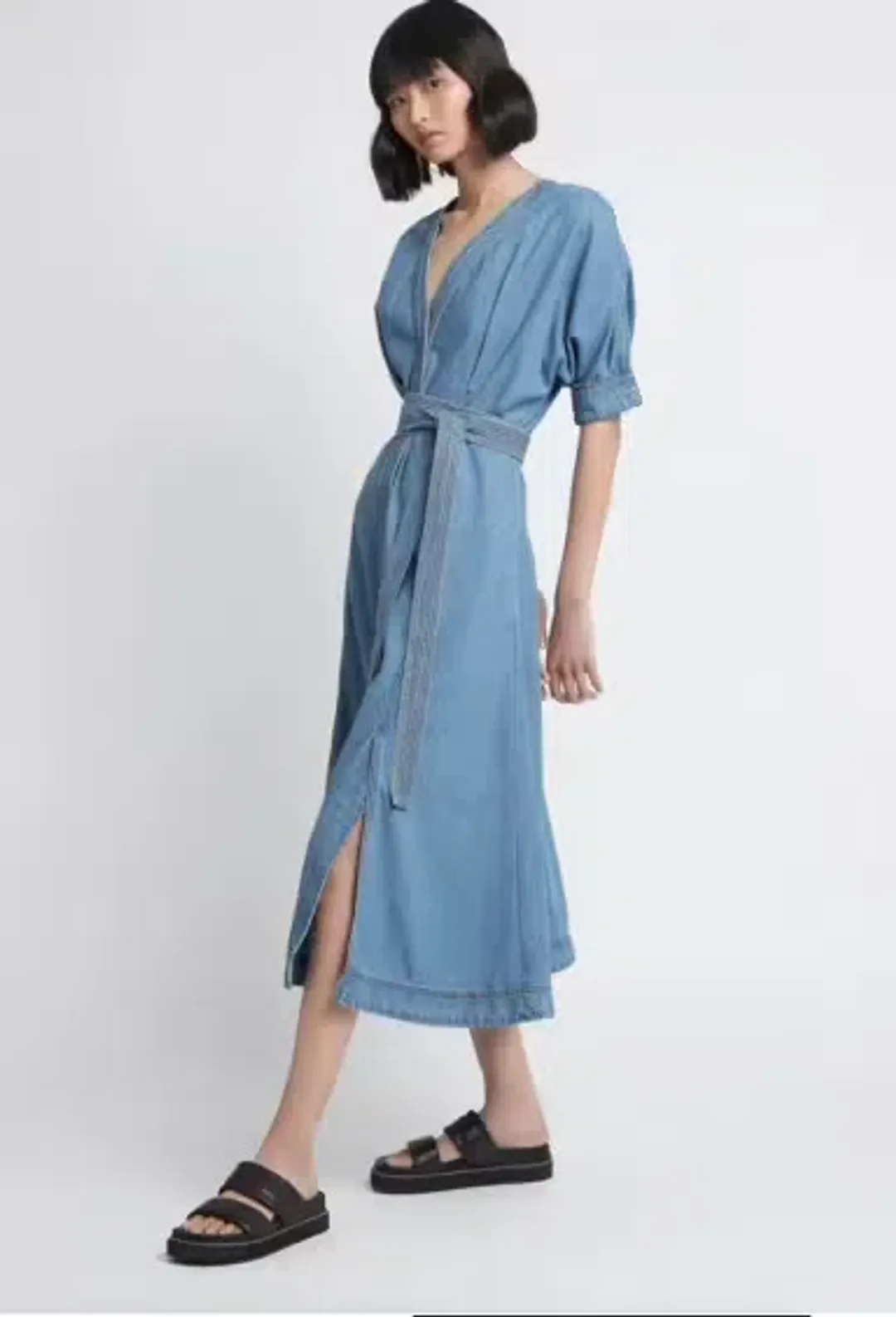 AJE Ennoble Midi Dress Blue Denim Size AU 10 for rent on The Volte - main image