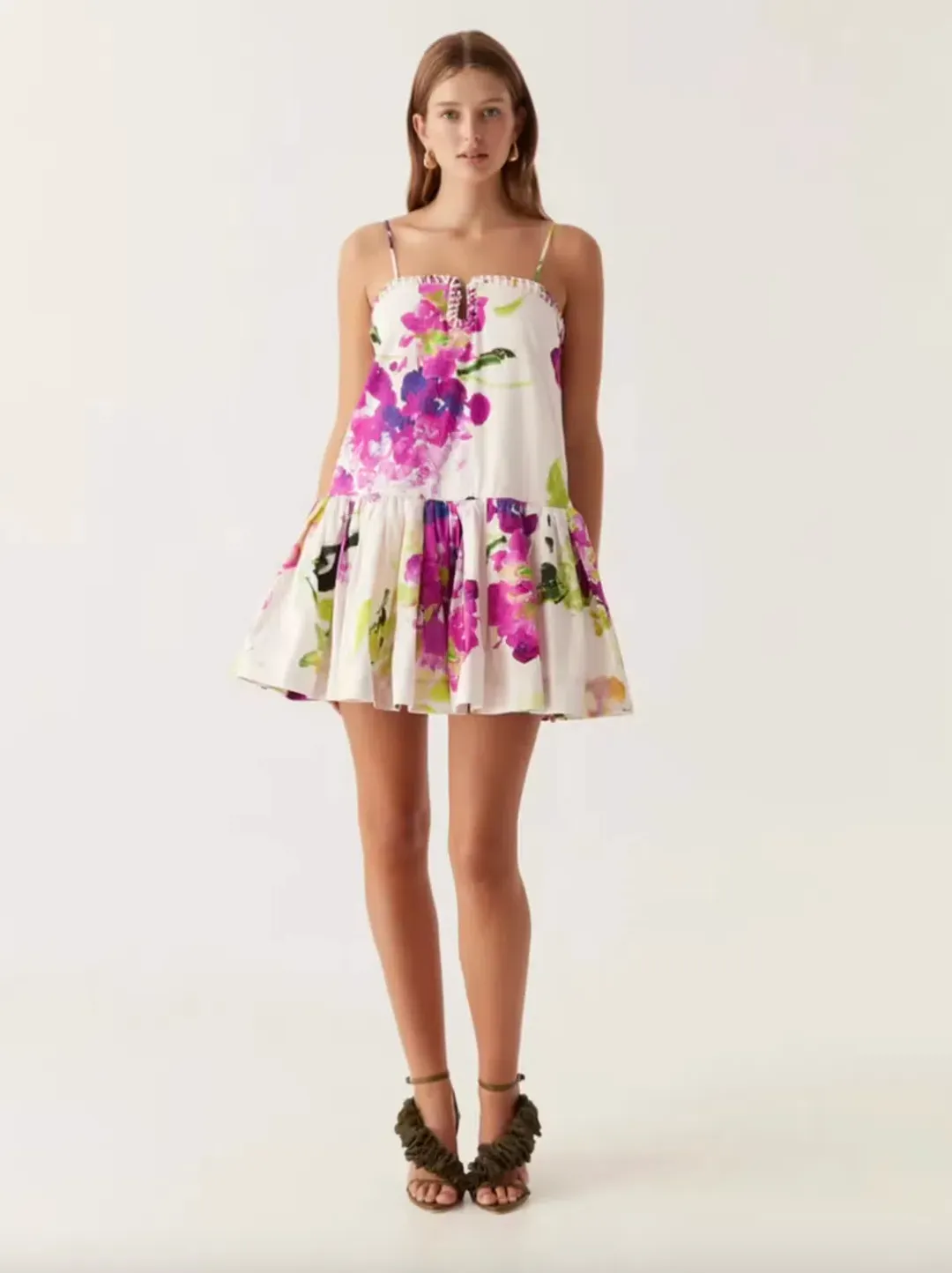 Aje Willow Sweetheart Mini Dress Floral Wild Hydrangea Size 8 for rent on The Volte - main image
