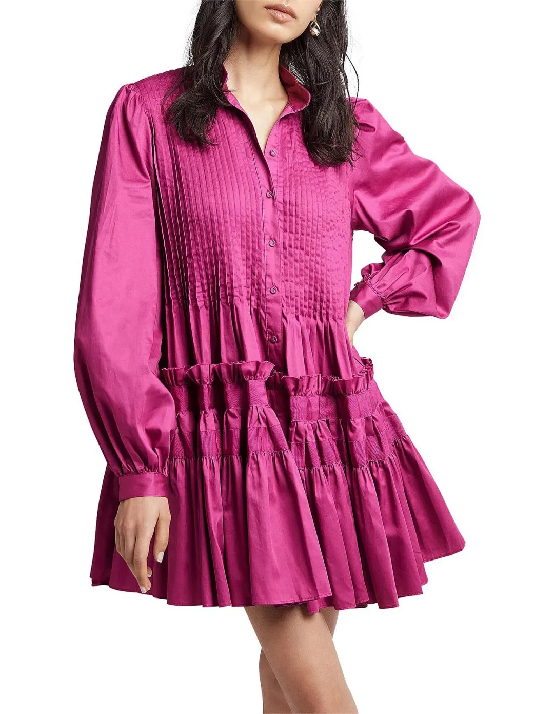 Aje Run Free Smock Mini Dress in Magenta Size AU 8 for rent on The Volte - main image